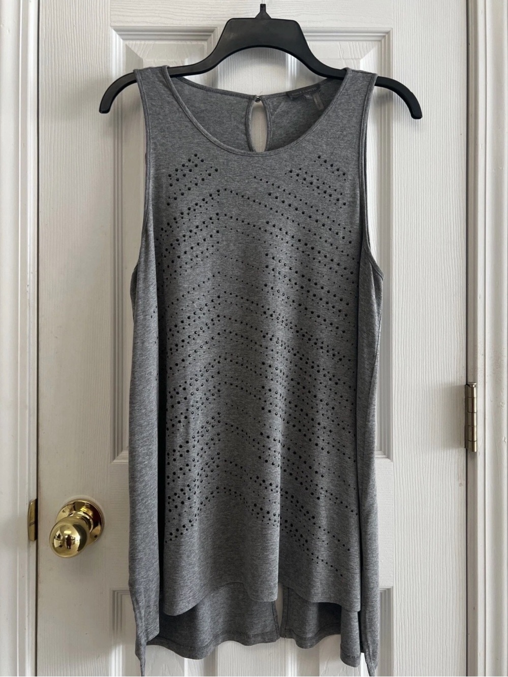 Vince Camuto Gray Sleeveless Studded Top Blouse Medium